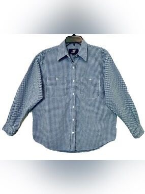 Rafaela Jeans Vintage Womens M Gingham Print Long Sleeve Classic Button Up Shirt